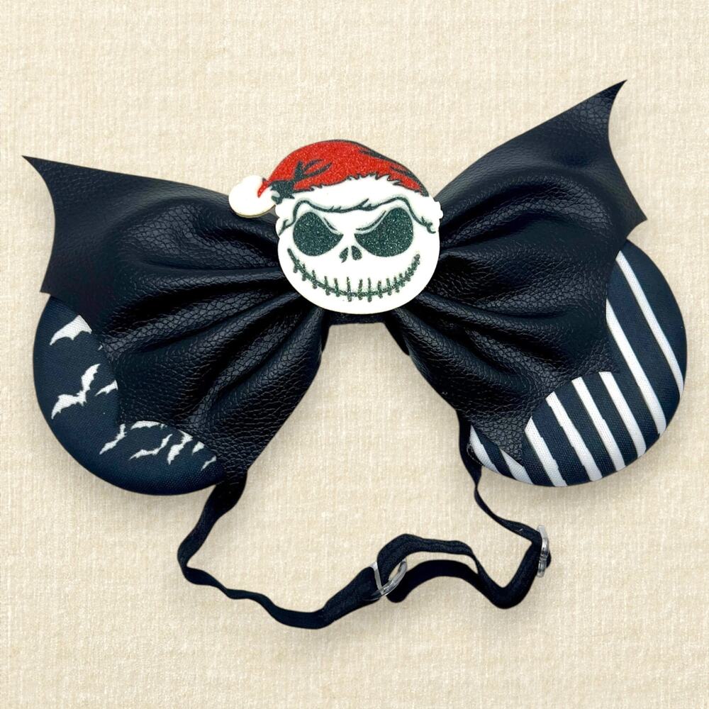 Elastic Jack Skellington Minnie Ears | Disney-Inspired Halloween Mouse Ears